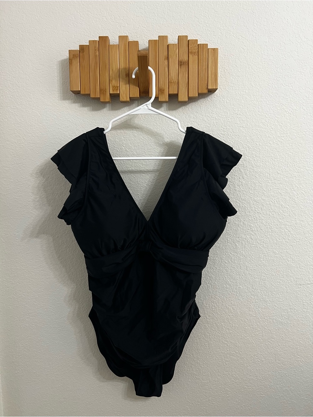 Classic Black Ruffle Sleeve One-Piece Swimsuit